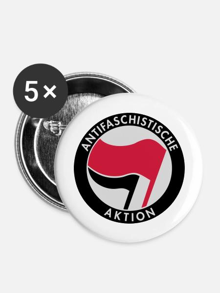 Antifaschistische Aktion - Buttons groß 56 mm (5er Pack) - Weiß