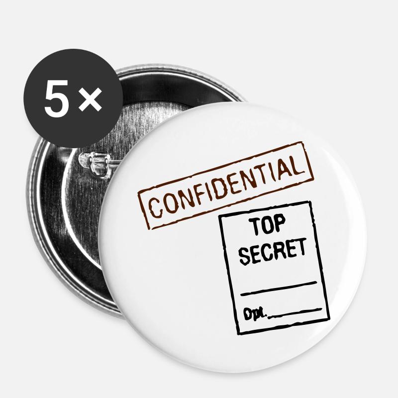 Confidential Top Secret - Buttons large 2.2''/56 mm (5-pack) - white