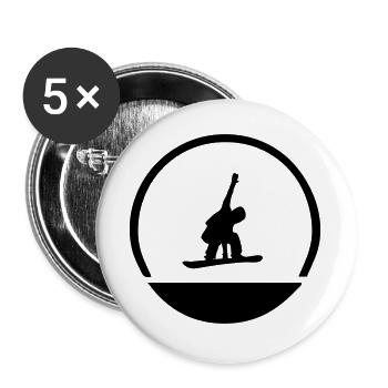 Emblème de snowboarder - Lot de 5 grands badges (56 mm) - blanc - Devant