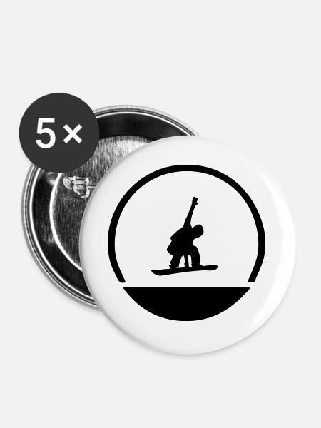 Snowboarder Emblem - Buttons groß 56 mm (5er Pack) - Weiß
