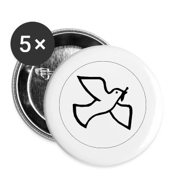 Friedenstaube - Buttons groß 56 mm (5er Pack) - Weiß - Vorne