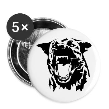 Herderkopf - Buttons groß 56 mm (5er Pack) - Weiß - Vorne