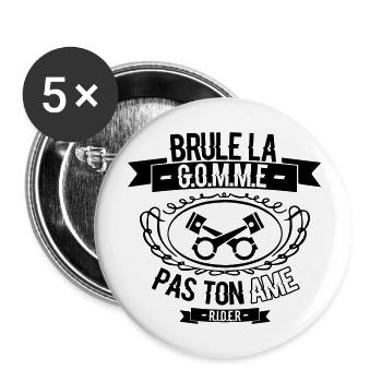 brule la gomme - Lot de 5 grands badges (56 mm) - blanc - Devant
