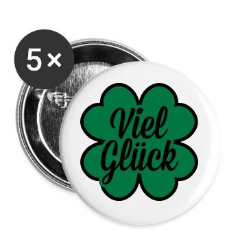 Viel Glück Kleeblatt - Buttons groß 56 mm (5er Pack) - Weiß - Vorne