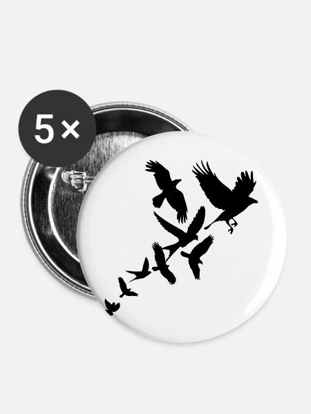 Birds - Buttons groß 56 mm (5er Pack) - Weiß