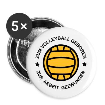 Volleyball - Buttons groß 56 mm (5er Pack) - Weiß - Vorne