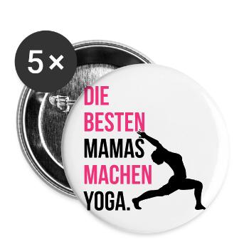 Die besten Mamas machen Yoga - Buttons groß 56 mm (5er Pack) - Weiß - Vorne
