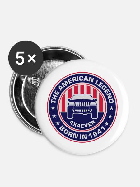 American Legend WJ - Buttons groß 56 mm (5er Pack) - Weiß