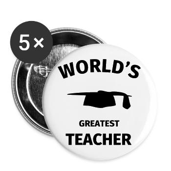 World's Greatest Teacher - Buttons groß 56 mm (5er Pack) - Weiß - Vorne