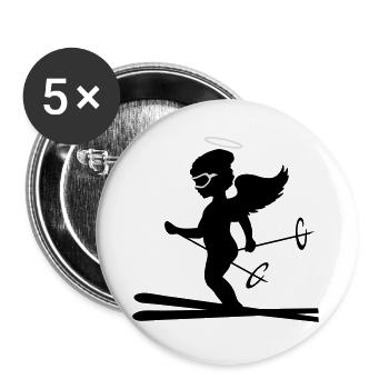 Heavenly skiers - Buttons large 2.2''/56 mm (5-pack) - white - Front