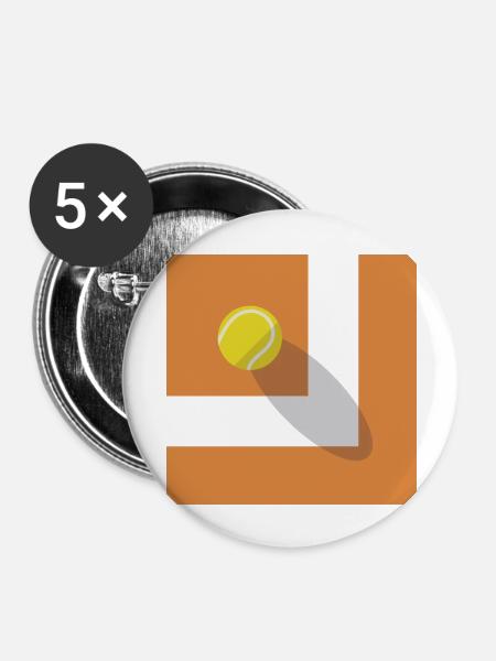 Tennisplatz - Buttons groß 56 mm (5er Pack) - Weiß