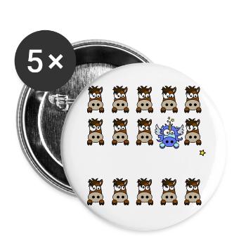 Licorne Bleu - Be Different, WT - Lot de 5 grands badges (56 mm) - blanc - Devant