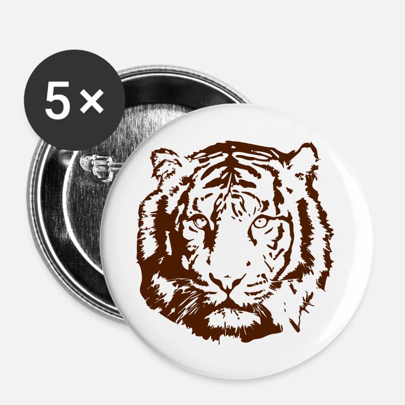 tiger - Buttons groß 56 mm (5er Pack) - Weiß