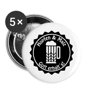 Hopfen und Malz - Buttons groß 56 mm (5er Pack) - Weiß - Vorne