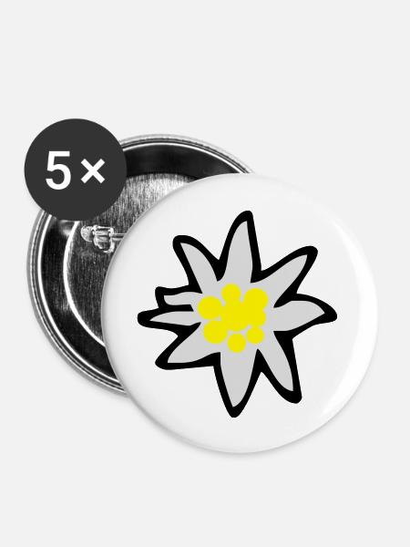 Edelweiss - Buttons groß 56 mm (5er Pack) - Weiß