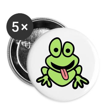 Frosch mit Zunge - Buttons groß 56 mm (5er Pack) - Weiß - Vorne