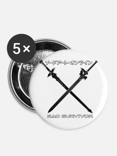 SAO SURVIVOR - Buttons groß 56 mm (5er Pack) - Weiß
