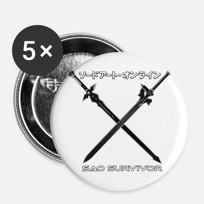 SAO SURVIVOR - Buttons groß 56 mm (5er Pack) - Weiß