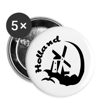 Holland-Windmühle - Buttons groß 56 mm (5er Pack) - Weiß - Vorne