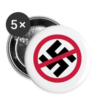 Gegen Nazis - Buttons groß 56 mm (5er Pack) - Weiß - Vorne