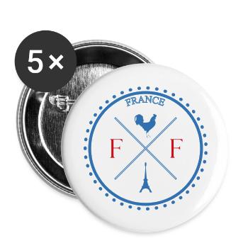 Île de France Paris Badge BBR - Lot de 5 grands badges (56 mm) - blanc - Devant