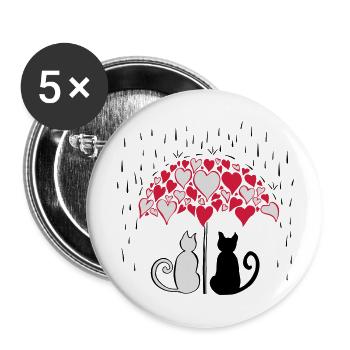 AD Lovely cats II - Lot de 5 grands badges (56 mm) - blanc - Devant