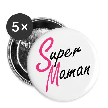 Super Maman - Buttons groß 56 mm (5er Pack) - Weiß - Vorne