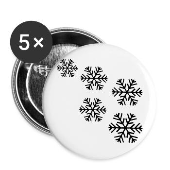neige flocon de neige - Lot de 5 grands badges (56 mm) - blanc - Devant