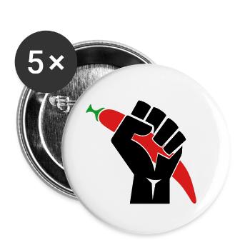 poing levé pimenté - Lot de 5 grands badges (56 mm) - blanc - Devant