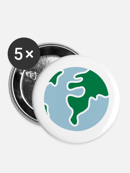 Globus - Welt - Buttons groß 56 mm (5er Pack) - Weiß
