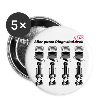Aller guten Dinge sind 4! - Buttons groß 56 mm (5er Pack) - Weiß - Vorne