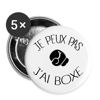 Je peux pas j'ai Boxe - Lot de 5 grands badges (56 mm) - blanc - Devant