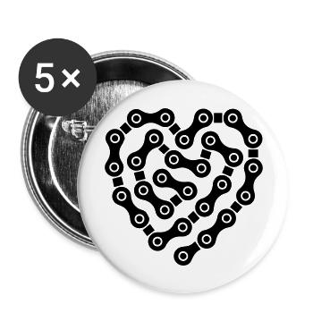 Fahrradkette - Buttons groß 56 mm (5er Pack) - Weiß - Vorne