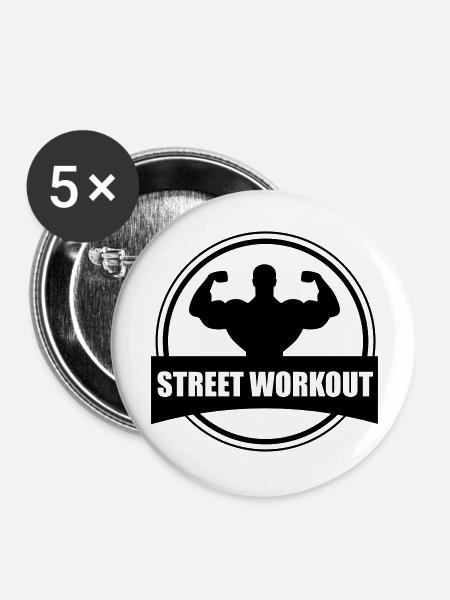 Street workout - Buttons groß 56 mm (5er Pack) - Weiß