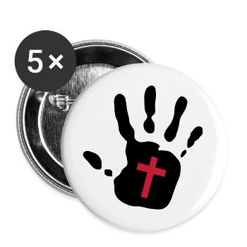 empreinte de la main de la Croix- 2c - Lot de 5 grands badges (56 mm) - blanc - Devant