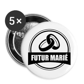 Futur marié - Lot de 5 grands badges (56 mm) - blanc - Devant