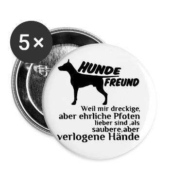 Hundefreund Hund Tier Spruch Geschenk - Buttons groß 56 mm (5er Pack) - Weiß - Vorne