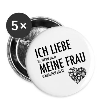 Ich liebe es, wenn meine Frau mich schrauben lässt - Buttons groß 56 mm (5er Pack) - Weiß - Vorne