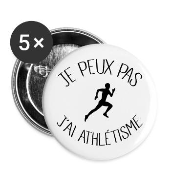 Je peux pas j'ai Athlétisme - Lot de 5 grands badges (56 mm) - blanc - Devant