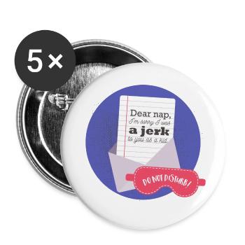 Dear nap -Typografie - Buttons groß 56 mm (5er Pack) - Weiß - Vorne