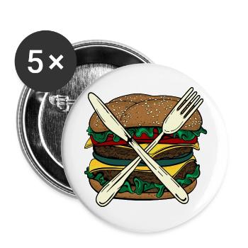 Burger X - Buttons large 2.2''/56 mm (5-pack) - white - Front
