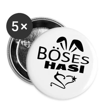 Böses Hasi - Buttons groß 56 mm (5er Pack) - Weiß - Vorne