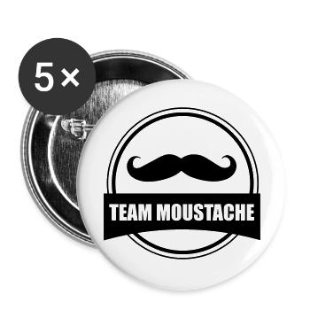 team moustache - Lot de 5 grands badges (56 mm) - blanc - Devant