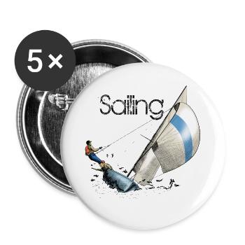 sailing - Lot de 5 grands badges (56 mm) - blanc - Devant
