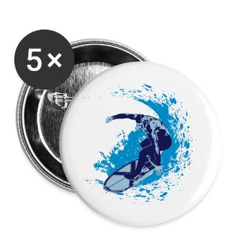 SURFER - Buttons groß 56 mm (5er Pack) - Weiß - Vorne