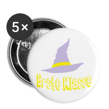 Zauberhut Erste Klasse - Buttons groß 56 mm (5er Pack) - Weiß - Vorne