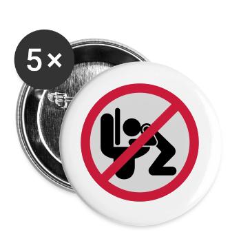 Kotzen verboten - Buttons groß 56 mm (5er Pack) - Weiß - Vorne