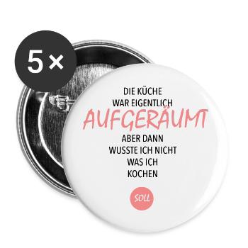 KÜCHE - Buttons groß 56 mm (5er Pack) - Weiß - Vorne