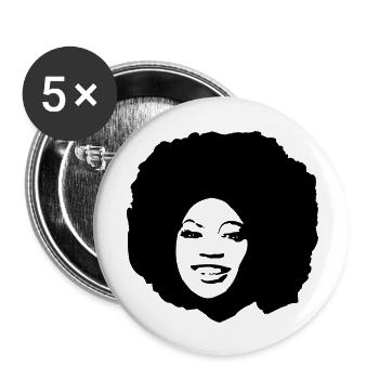 AFROKOPF - Buttons groß 56 mm (5er Pack) - Weiß - Vorne