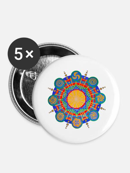 CROP CIRCLE MANDALA - Buttons large 2.2''/56 mm (5-pack) - white